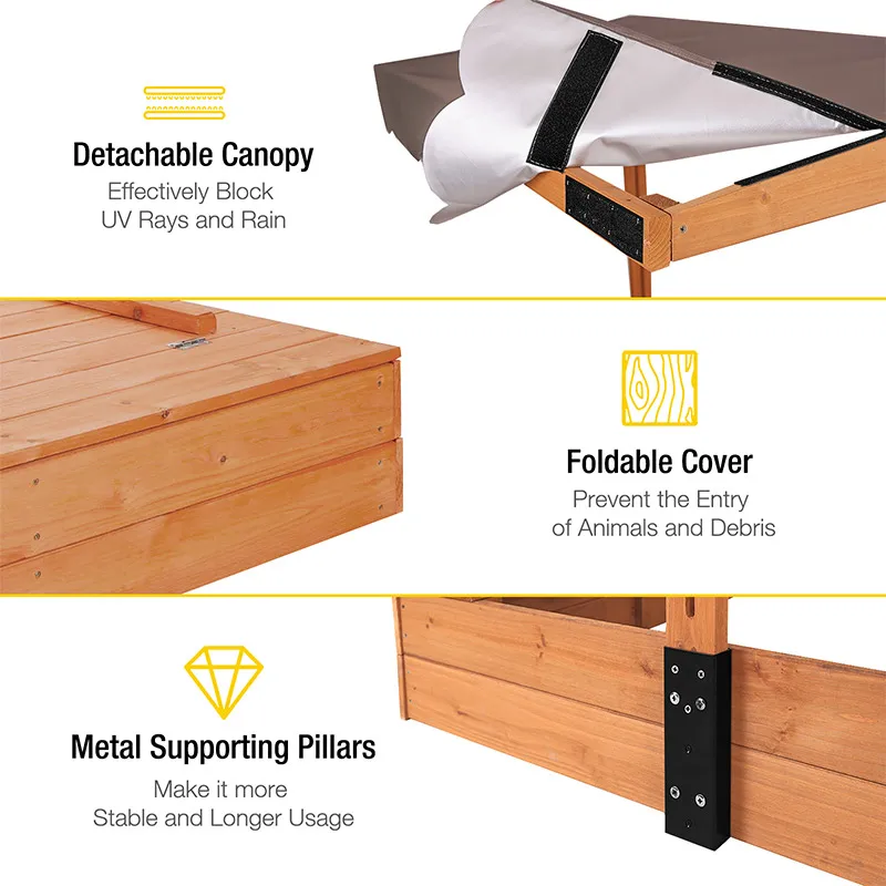 Caja de arena para niños con tapa y banco - Caja de arena sin almacenamiento de contenedores de juguetes