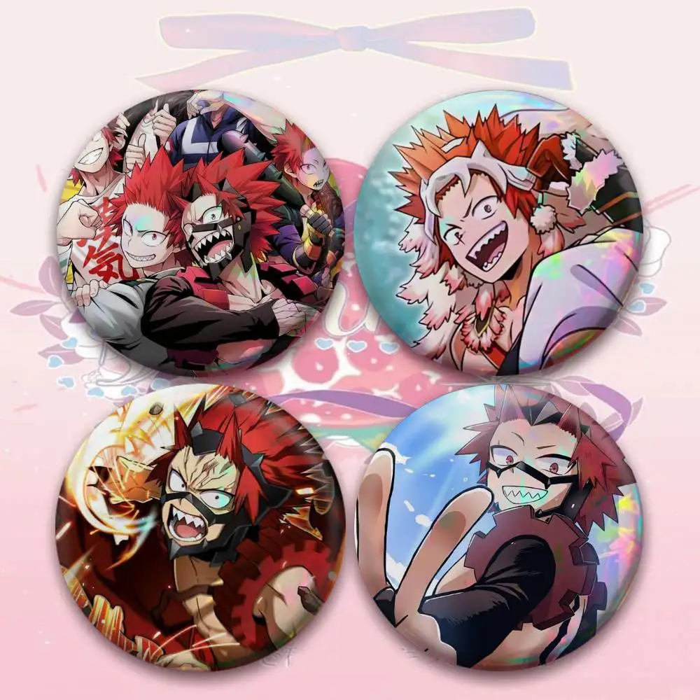 My H-Hero K-Kirishima  Laser Badge Creative Pins Brooch for Bag Clothes Hat Decor Gifts Fans Collect