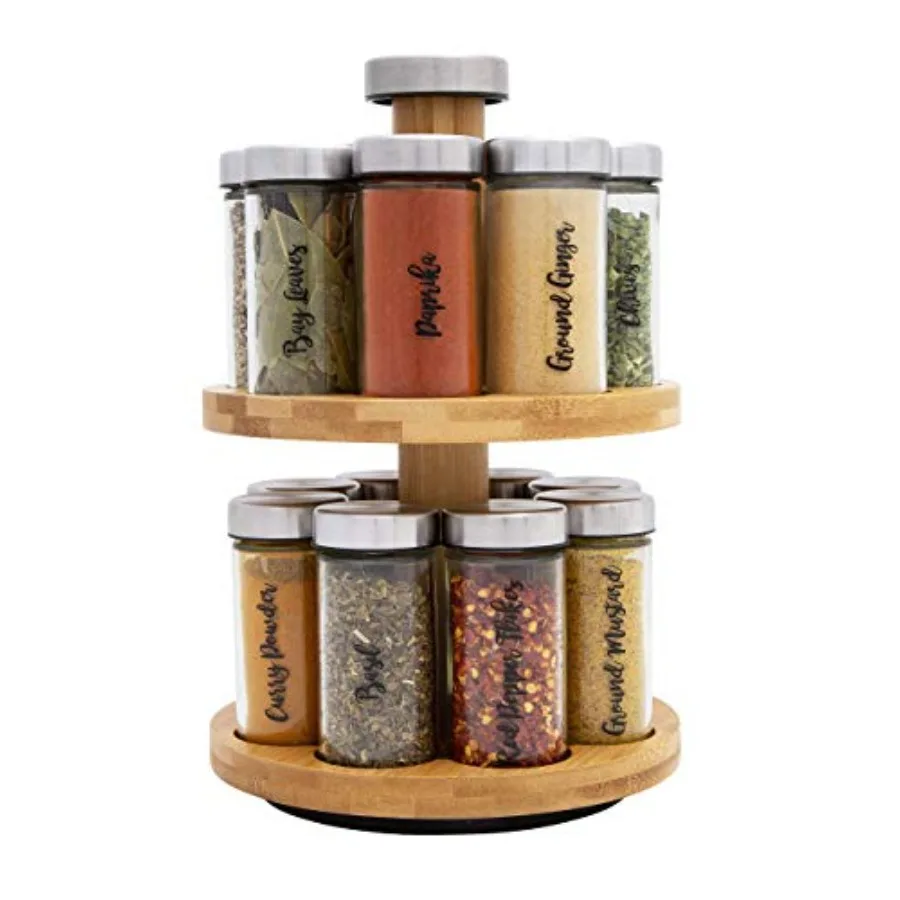

Вращающаяся двухуровневая подставка-органайзер для специй на 16 баночек с прилагаемыми специями и 5-летней бесплатной программой пополнения — для кухни