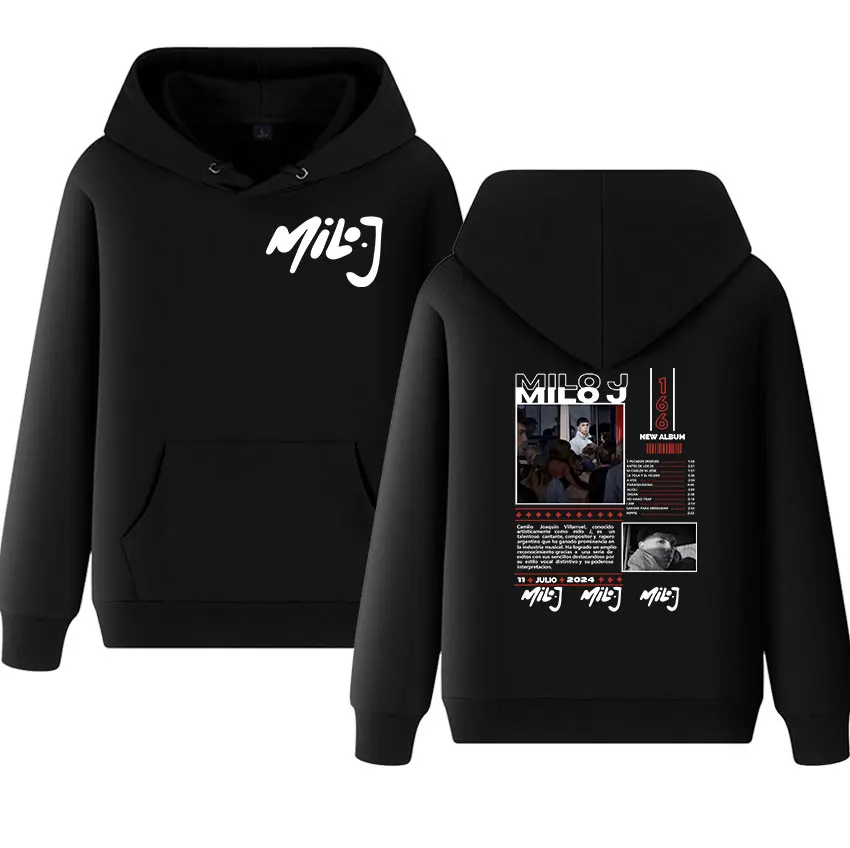 

Рэпер Milo J 166 Tour 2025, альбом, толстовки с капюшоном, мужские ретро-модные пуловеры высокого качества, толстовка в стиле хип-хоп, уличная одежда с капюшоном большого размера