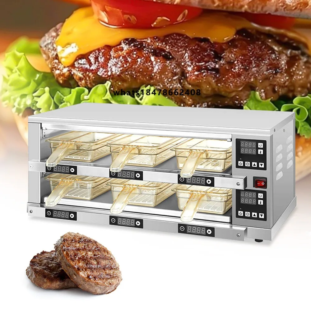 2 Layers 2/4/6/8 Pans Commercial Large Capacity KFC Fast Food Restaurant Equipment Hamburger Patty Chute Warmer Cabinet