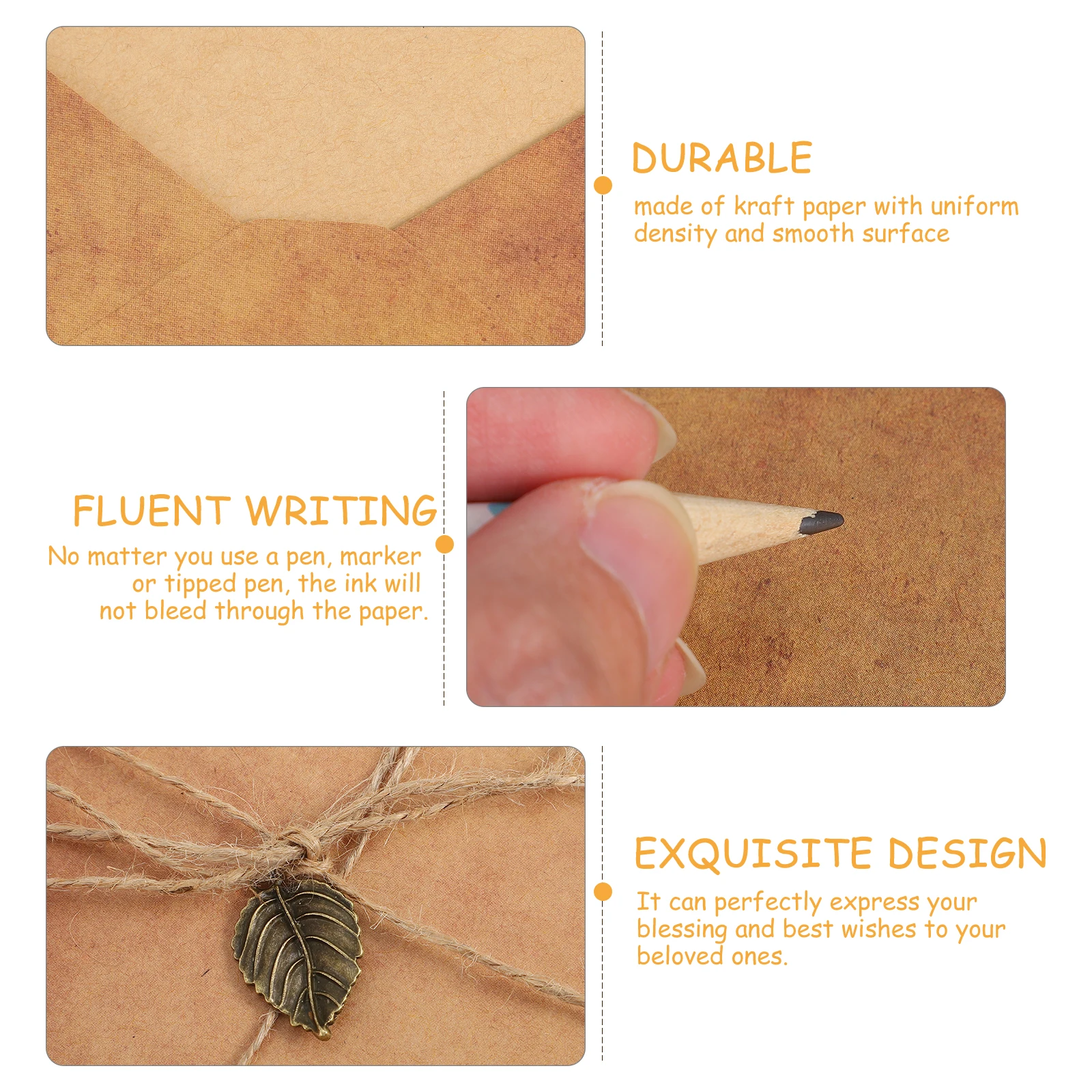 

5Set Vintage Envelope Stationery Kraft Writing Paper Smooth Surface bleed resistant calligraphy invitations weddings