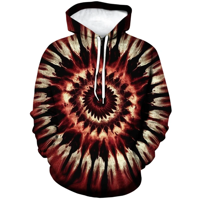 Mens Hoodies Tie-dye Pattern 3D Printing Hoodies Fashion Geometric Colorful Casual Street Dizzy Hypnotic Pullover Sweatshirts