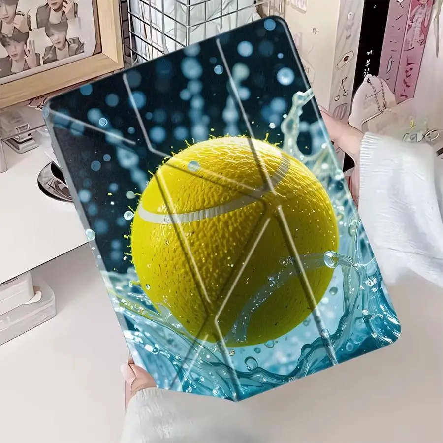 Holder Cover Tablet Case For iPad Mini 6 7 Pro 11th 10th 9th 8th 7th 12.9inch Pro 2025 Air 4 5 M3 M2 M4 11inch Cool Water Tennis