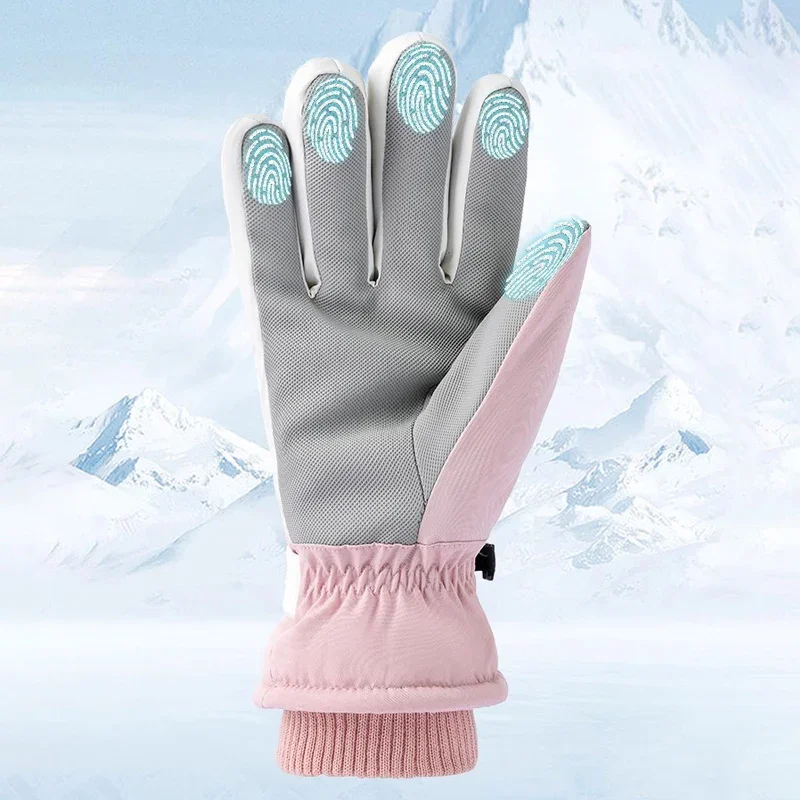 Guantes de esquí antideslizantes para mujer, manoplas cálidas de terciopelo para snowboard, motocicleta y ciclismo, pantalla táctil, Invierno