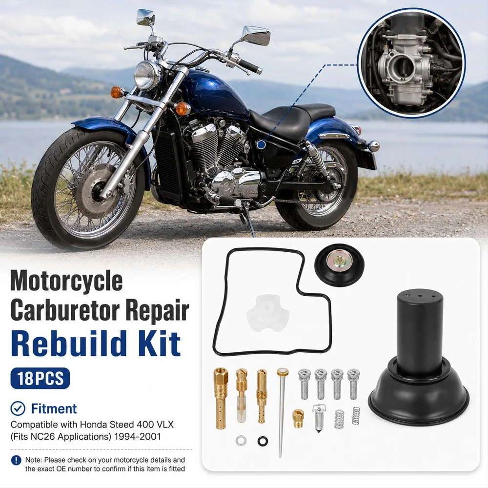 For Honda Steed 400 VLX NC26 Applications 1994 1995 1996 1997 1998 1999 2000 2001 Motorcycle Carburetor Repair Rebuild Kit