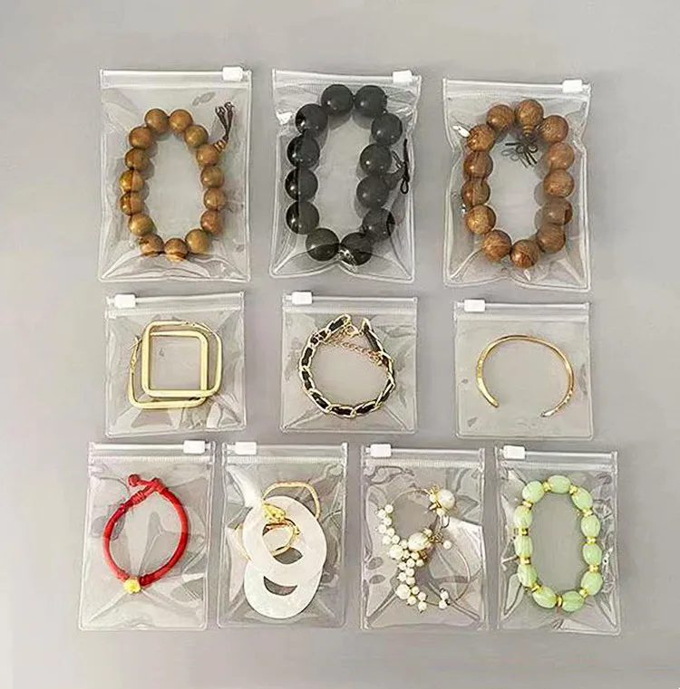 50~100PCS Thick PVC White Clear Ziplock Packaging Bag Resealable Anti-oxidation Jade Jewelry Earrings Bracelets Zipper Pouches