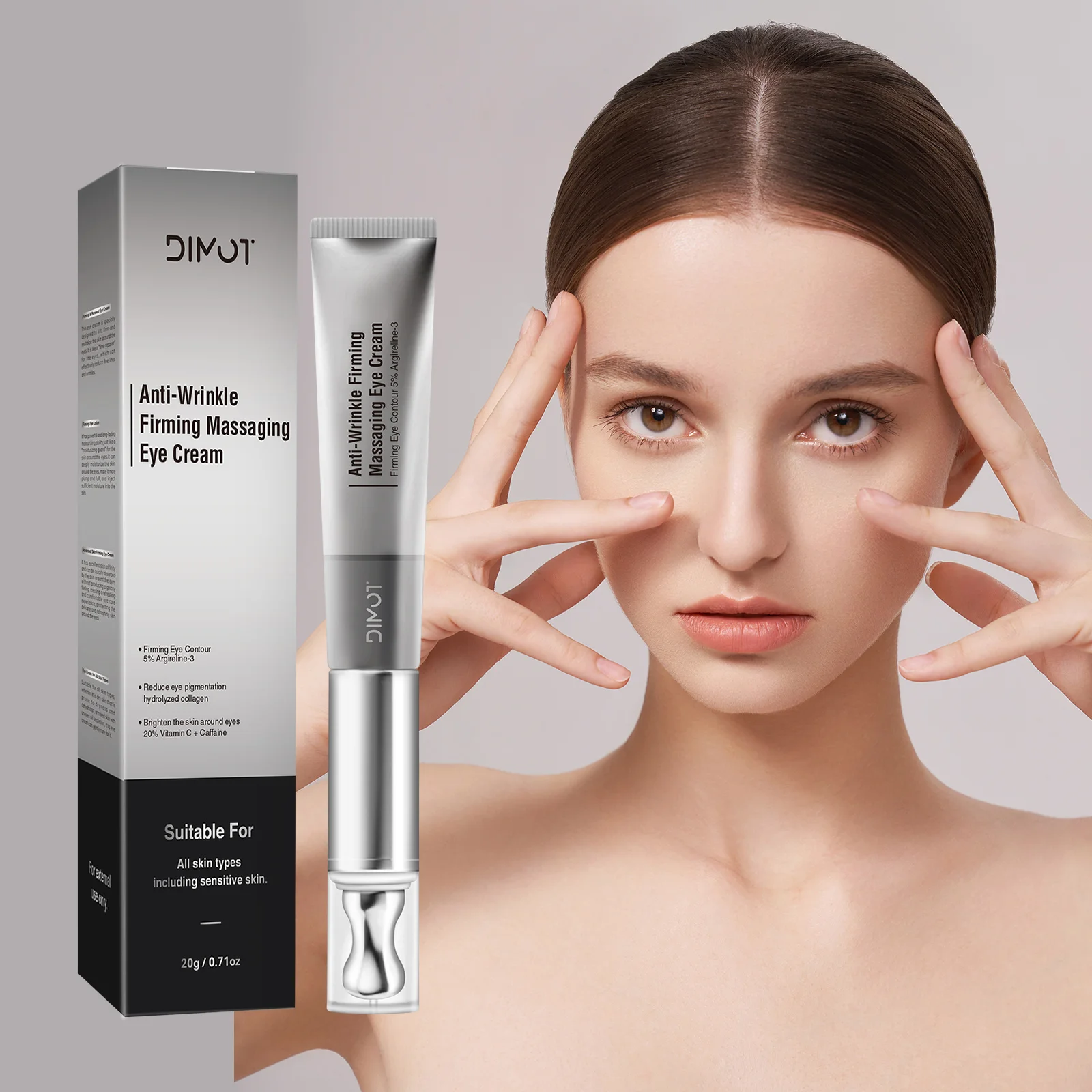 

DIMOT VC Massage Eye Cream Serum Care Removal Anti Puffiness Dark Circles Wrinkle Firming Fade Fine Lines Brighten Eye Bag Gel