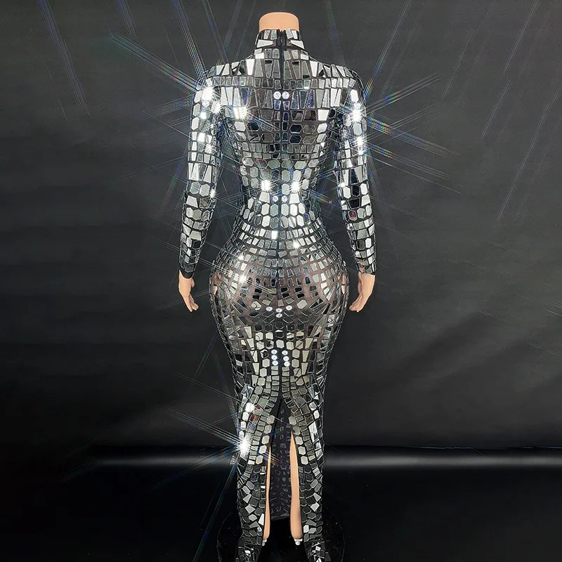 مرآة مهرجان الموسيقى المغني نموذج المنصة مأدبة بار ملهى ليلي فستان الحفلات Vestido Con Cristales Y Piedras Vestidos Brillantes