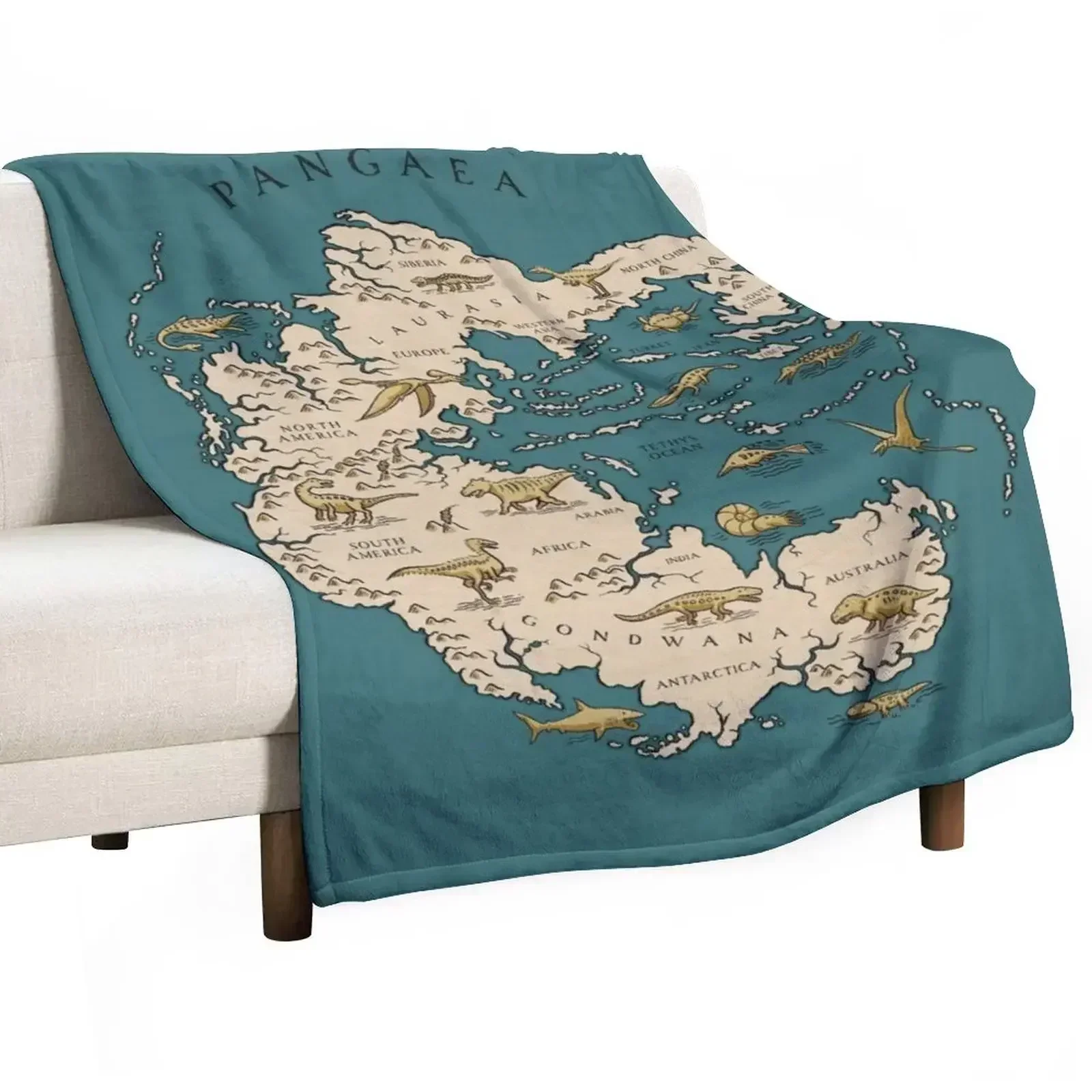 

map of the supercontinent Pangaea Throw Blanket Retros Furry Bed linens anime Blankets