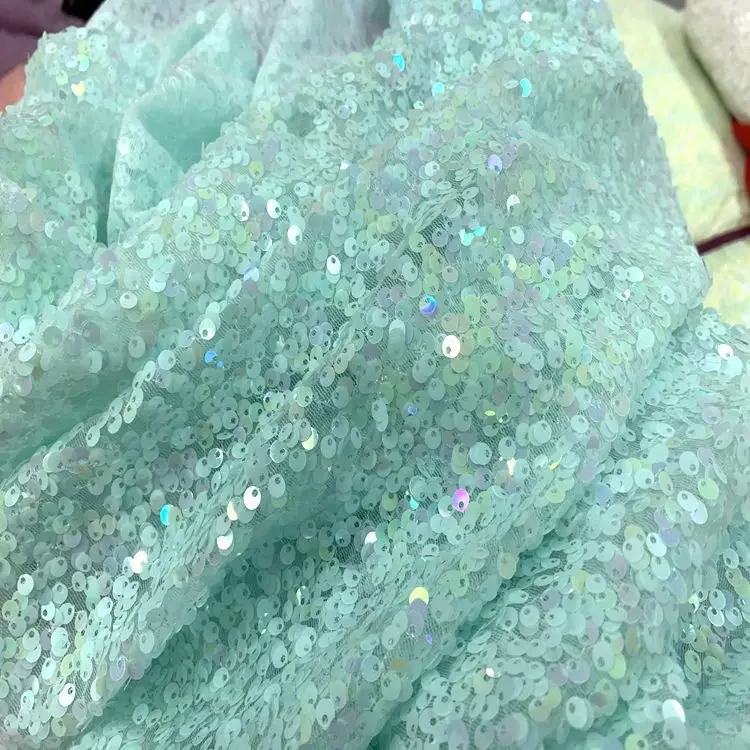 Colored Sequins Macaron Mesh Lace Fabric for Dress Garment