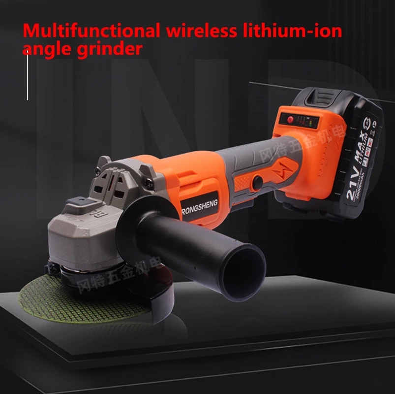 Cordless Angle Grinder Battery Powered Rechargeable Electric 3 Speed Diy Cutter 125MM 18V Wireless Grinding Machine No Battery