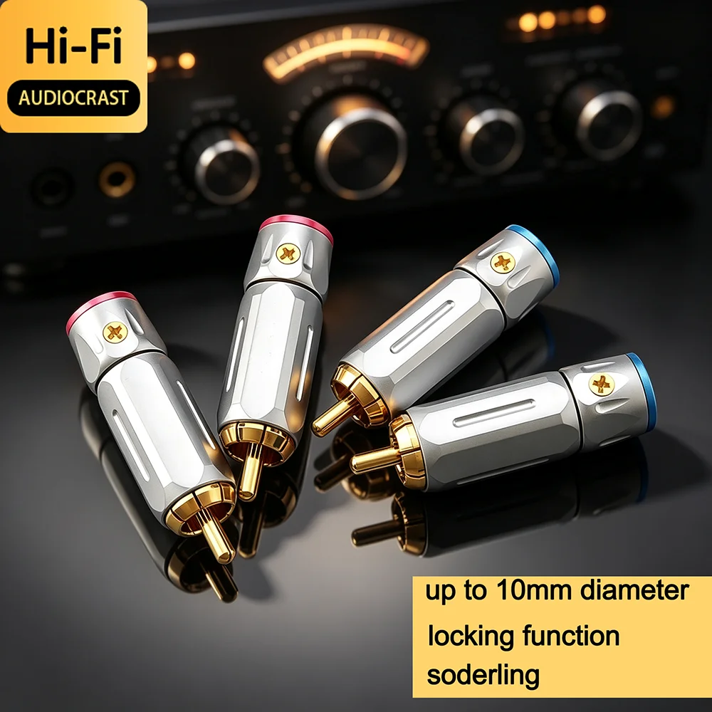 RCA Audio Plug 24K Gold Plated Solder Jack 10mm Cable Terminal DIY HIFI Interconnect Connector For Turntable DAC Amplifier