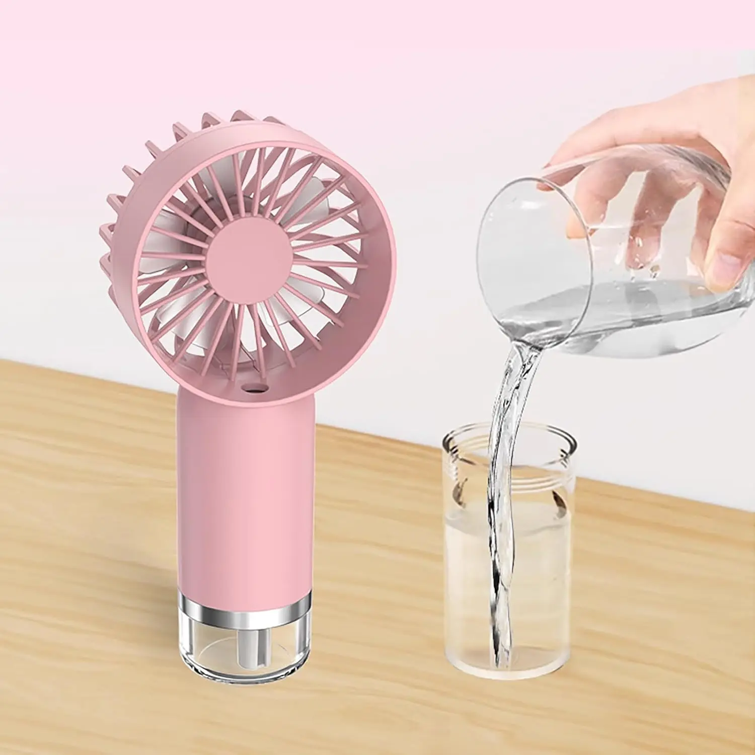 Ventilador de nebulização portátil-ventilador de água recarregável a pilhas de baixo ruído com ventilador de resfriamento de velocidade ajustável com spray de água mis