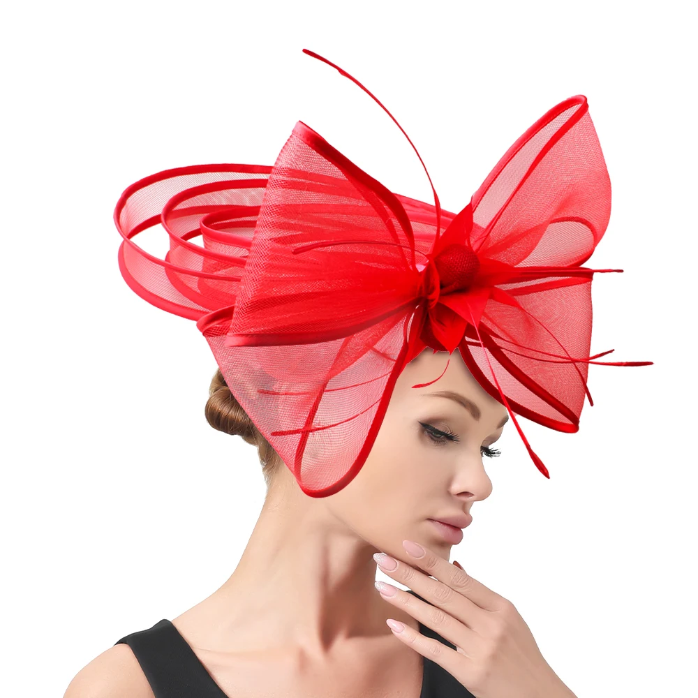 Elegant Fascinator Hat Headband For Women Ladies Mesh Millinery Royal Ascot Derby Wedding Church Party Hair Clip Headpiece Hair