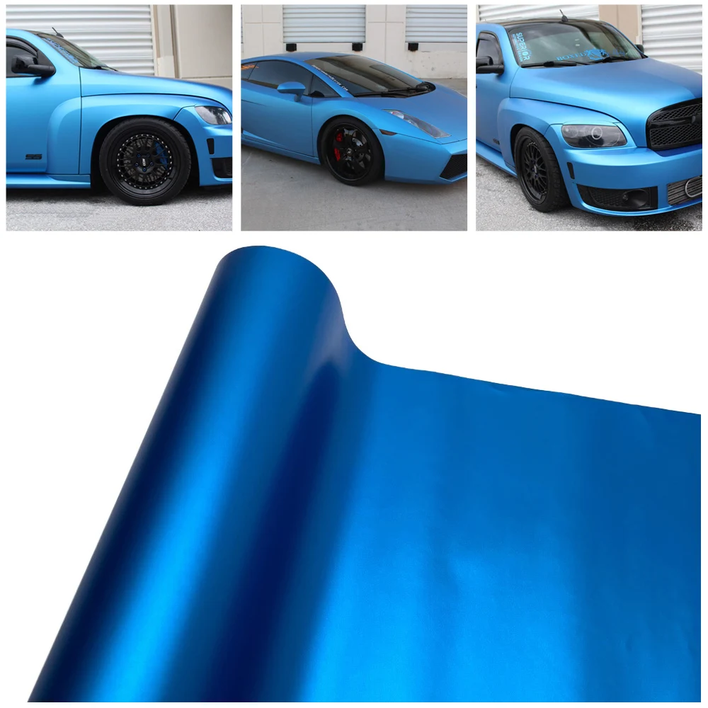 

Aluminum Blue Satin Matte Chrome Vinyl Car Wrap Film Air Bubble Free for Vehicle Motorcycle Bike