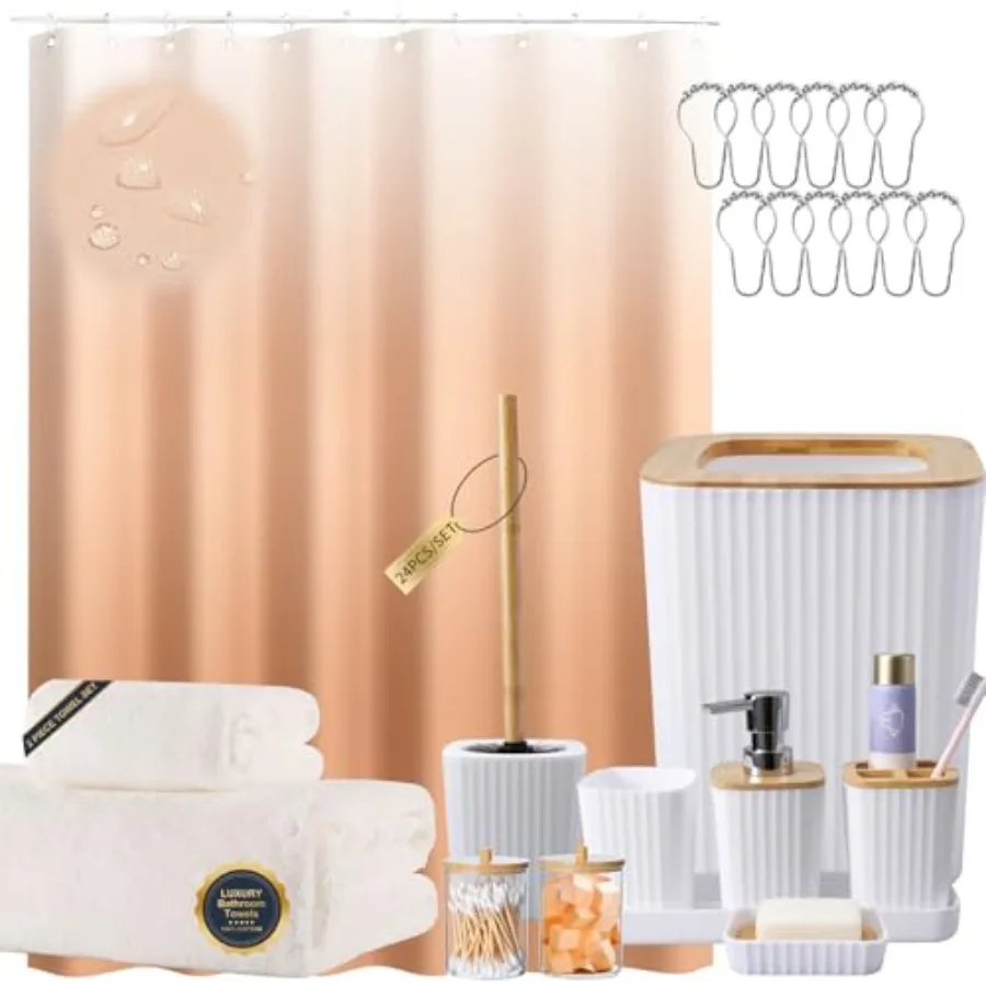 

Водонепроницаемая шторка для душа с эффектом омбре и крючками из нержавеющей стали, белые аксессуары для домашнего декора