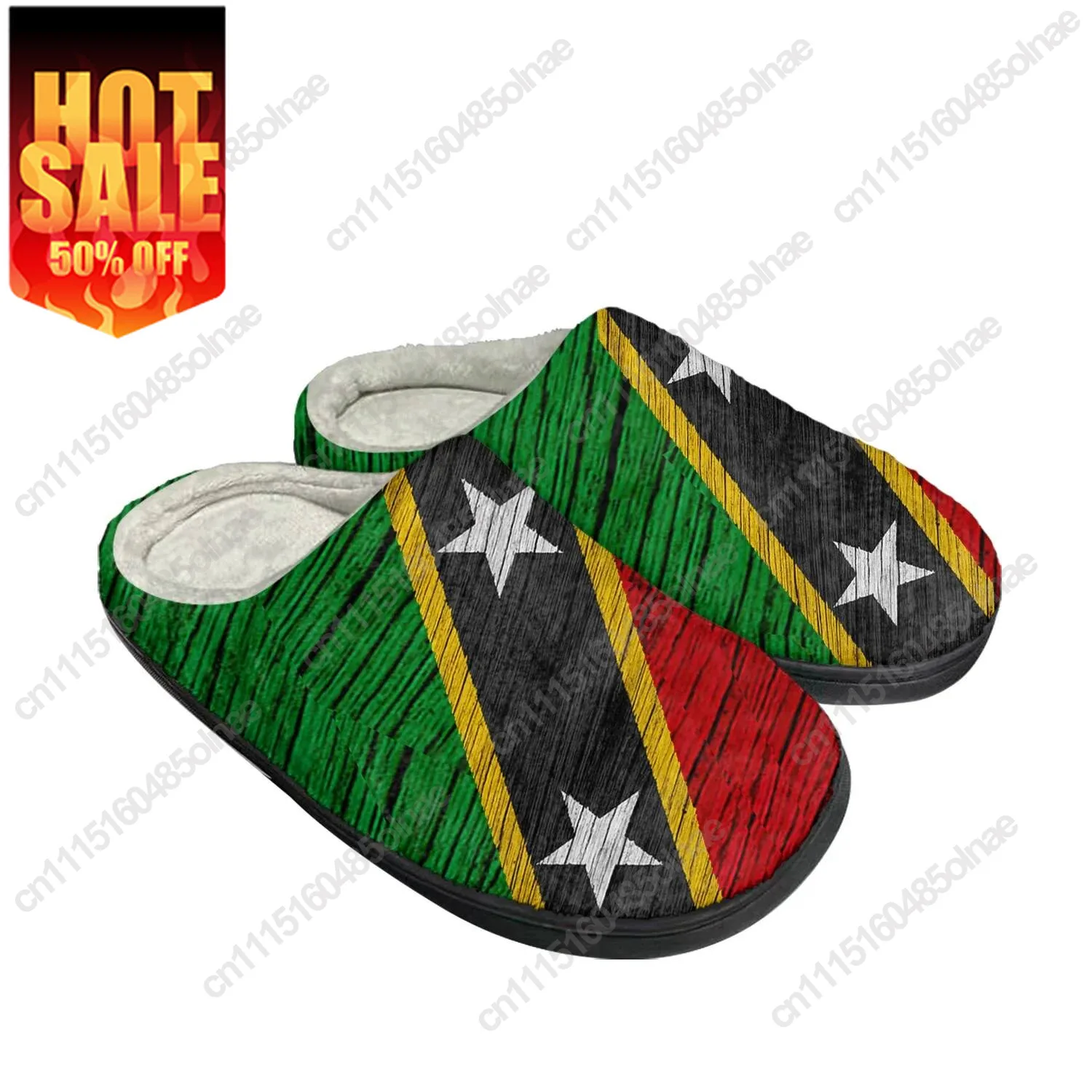 St Kitts And Nevis Flag Home Cotton Custom Slippers Mens Womens Sandals Plush Bedroom Casual Keep Warm Shoes Thermal Slipper