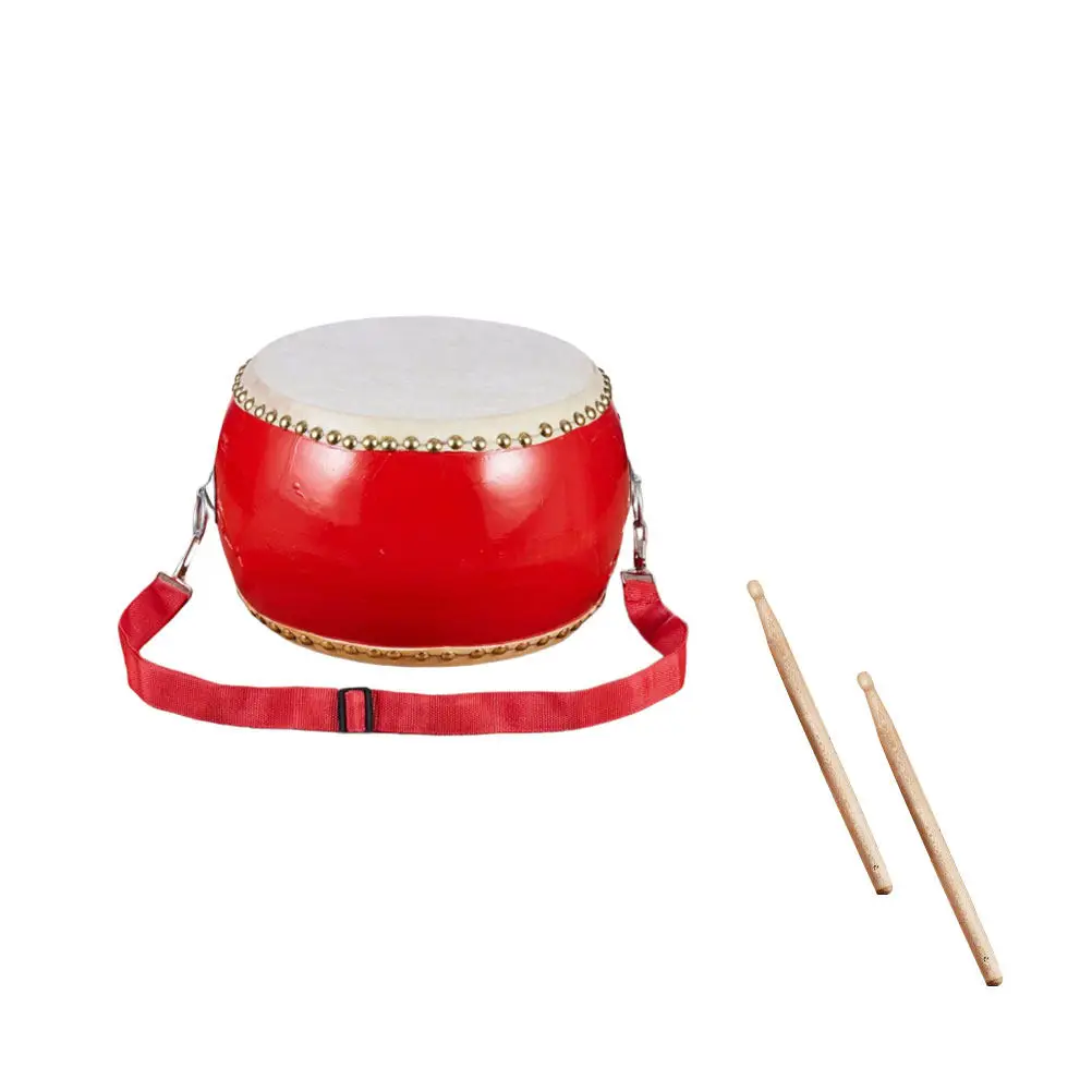 Drum Percussion Instrument Cowhide Wooden Strap Sticks 20Cm Bright Colors Music Development Drum