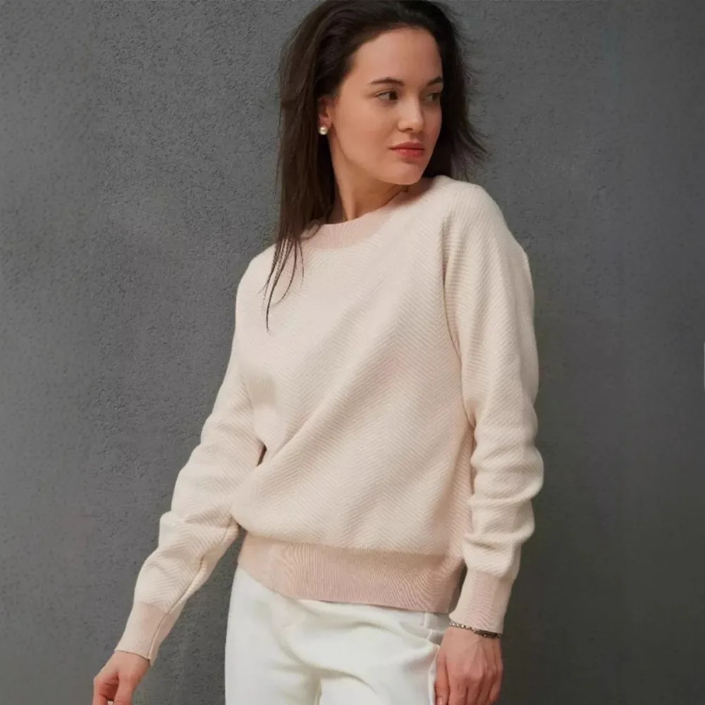 

Элегантный вязаный свитер с узором «елочка», осенне-зимний женский милый свободный мягкий повседневный офисный музыкальный толстый теплый свитер с круглым вырезом