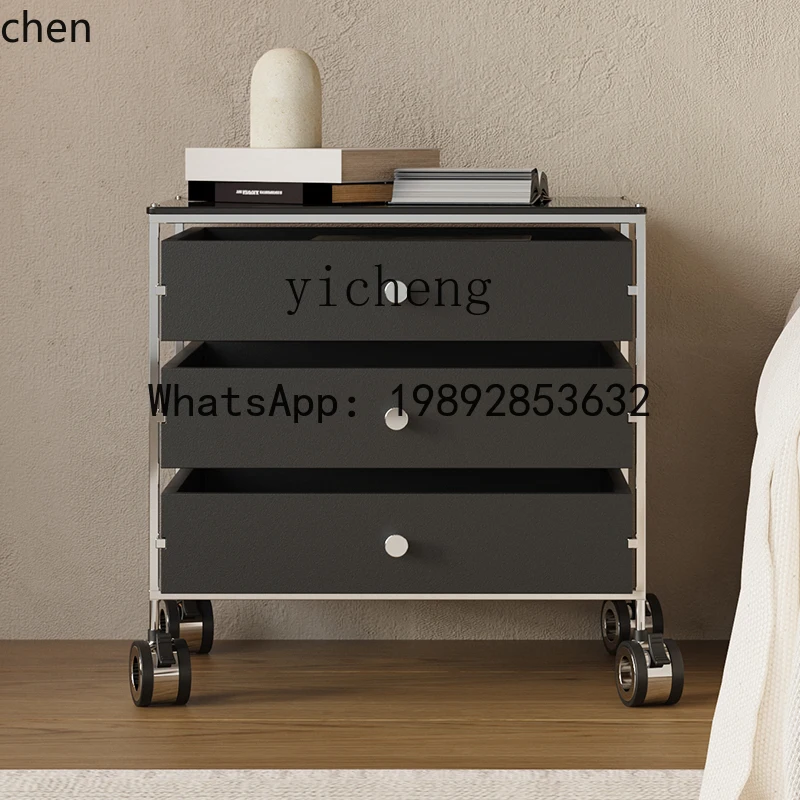 YFY  Acrylic Portable Bedside Table Alternative Simple Modern Household Bedroom Trolley