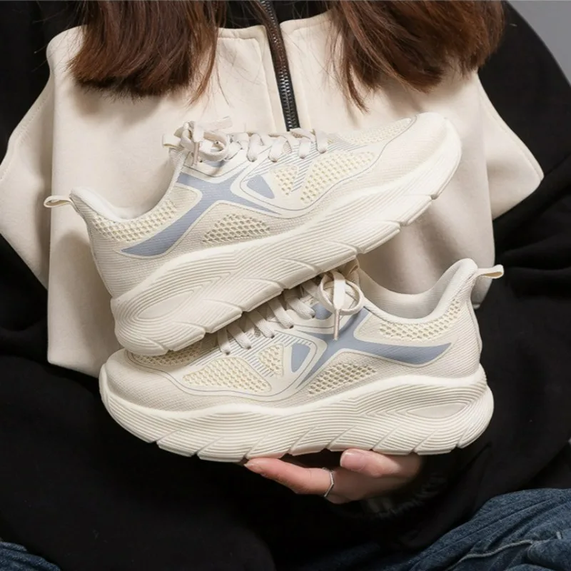 Sneakers for Women Versatile Thick Soled Casual Breathable Running Shoes Soft Sole Slip-Resistant for Everyday Use Unisex Style