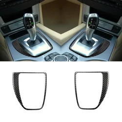 Carbon Fiber Car Central Control Gear Shift Panel Decoration Cover Sticker For BMW E60 5 Series 2008-10 Car Interior Accessories