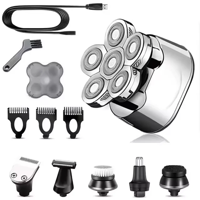RESUXI Men's 6 in 1 Electric Shaver Rechargeable Multifunctional Razor Nose Hair Trimmer Digital Display Wet&Dry Beard Shaver