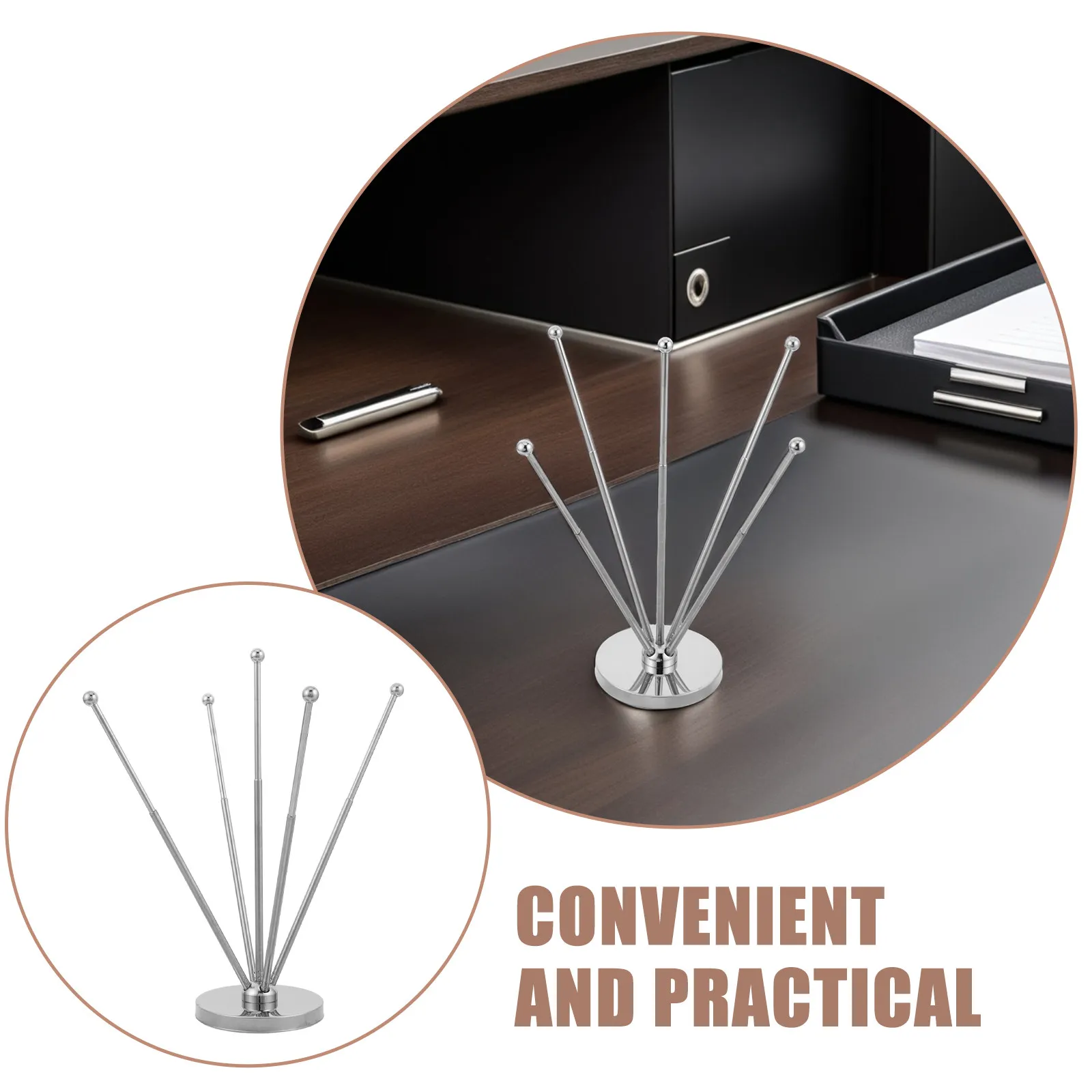 Metal Tabletop Stainless Steel Retractable Flagpole Telescopic Desktop Flag Holder for Office Meeting Room Home Events 5 Mini