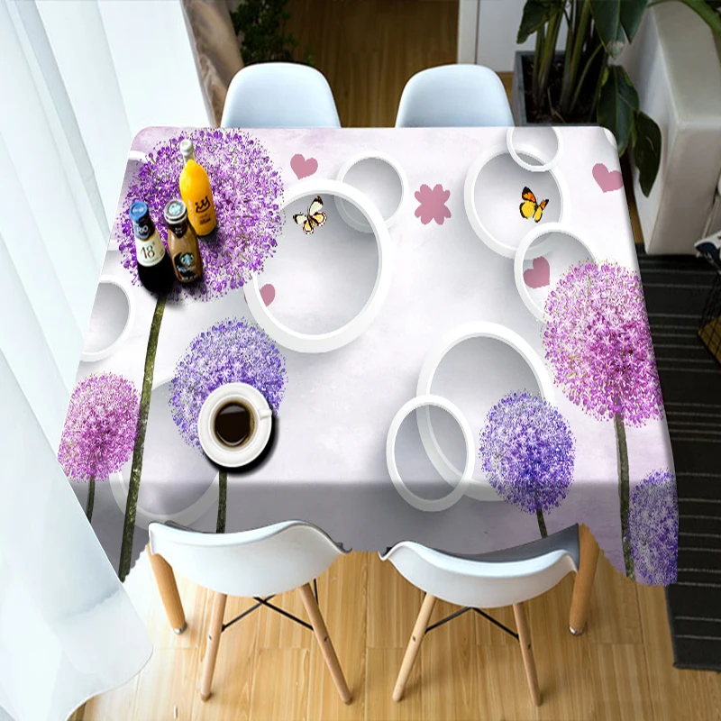 Fashion 3D Yellow Geometric Circular Pattern Waterproof Tablecloth Wedding Decoration Home Coffee Table Rectangular Table Cover