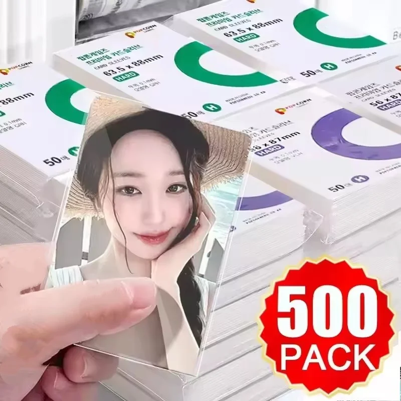 500Pcs Korea Card Sleeves HD Transparent Kpop Idol Card Protector Sleeve Photcard Protector Photo Case for Popcorn Card Holder