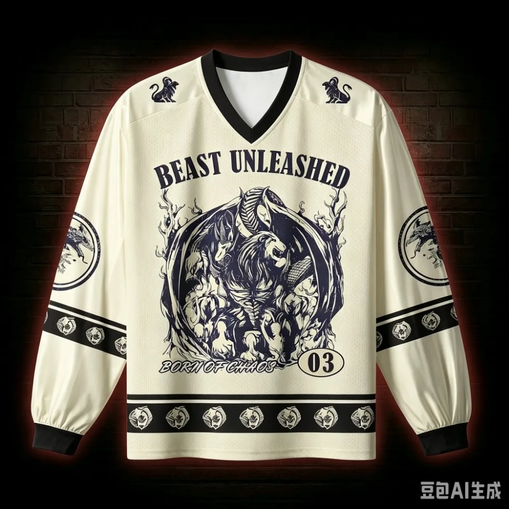 Retro Fantasy Monster and Beast Patterns 3D PrintV-neck Men Women Spring-autumnCloth Trendy Casual Breath Quickdry Sport Y2K Top
