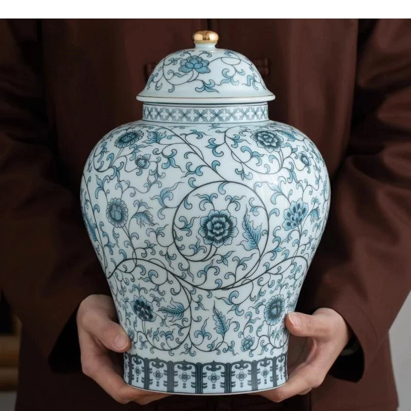

Синий и белый фарфоровый общий горшок, керамический герметичный контейнер для хранения чая, банка с имбирем, бытовой органайзер