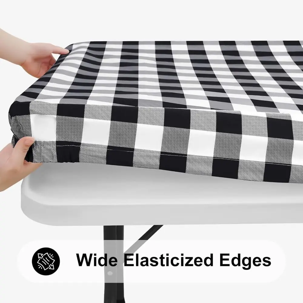 New 30x72inch Spandex Tablecloth Waterproof Oil-Proof Fitted Table Cover 6FT Rectangle Stretch Tablecloth Cover Home Use