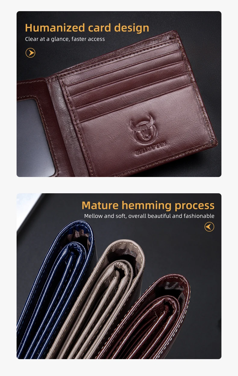 BULLCAPTAIN Herren-Geldbörse aus Echtleder mit RFID-Schutz, Ausweisfenster, vertikale Bifold-Geldbörse für Herren mit Vintage-Kartenhalter – Detail 13