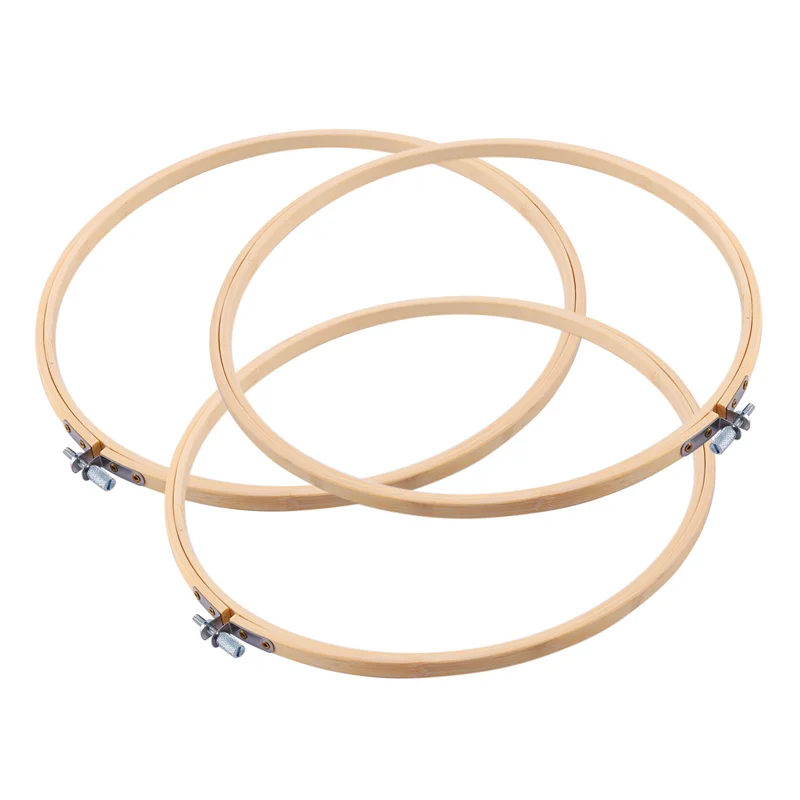 Cerceaux de broderie ronds en bois de 10 pouces, cercle de bambou réglable, point de croix, anneau en vrac, vente en gros, ABXF-30 pièces