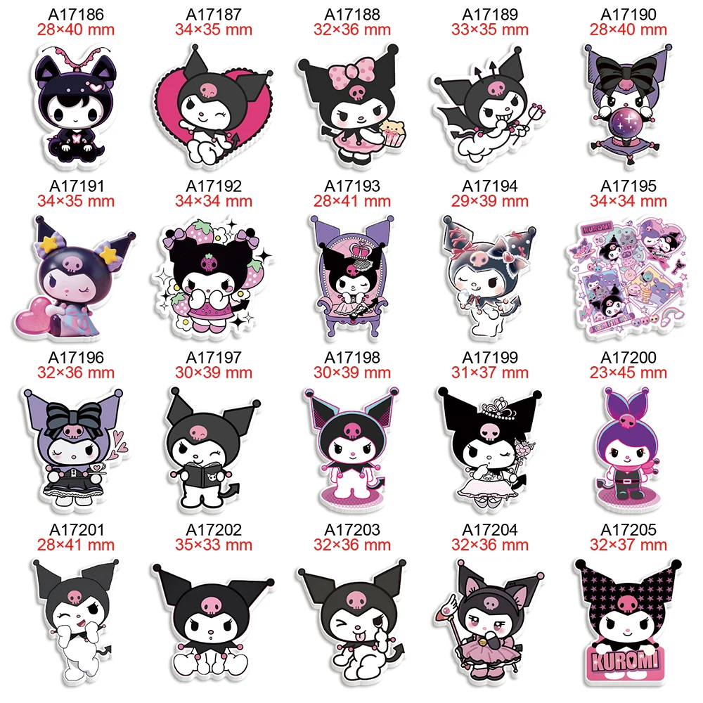 Kuromi Cartoon Acrylic Planar Resin Sanrio Flatbacks for Hairbows DIY Decoration Accessories 30Pcs/lot