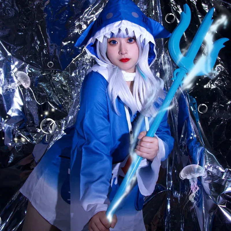 

NewHololive Gawr Gura Cosplay Wearpon ENG Shark Costume for Women Halloween Youtuber Role Play Props Wigs Xmas Outfits Accessori