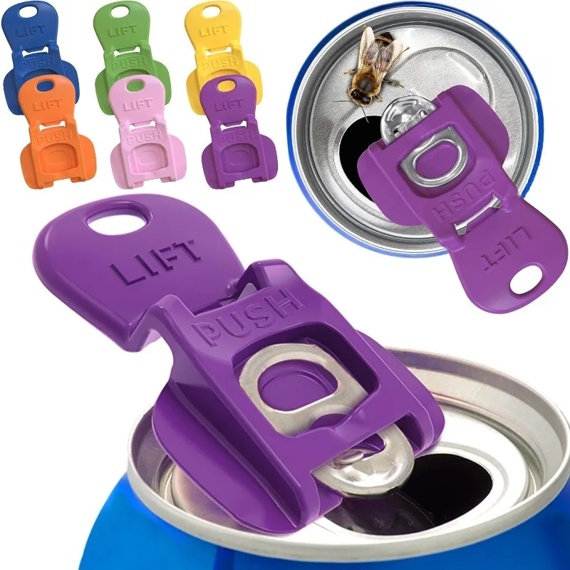 6 Colors 6pcs Complete Cover Easy Tab Opener New and Improved 6PK Beverage Barricade 2.0. Colorful Drink Can Protector Cap