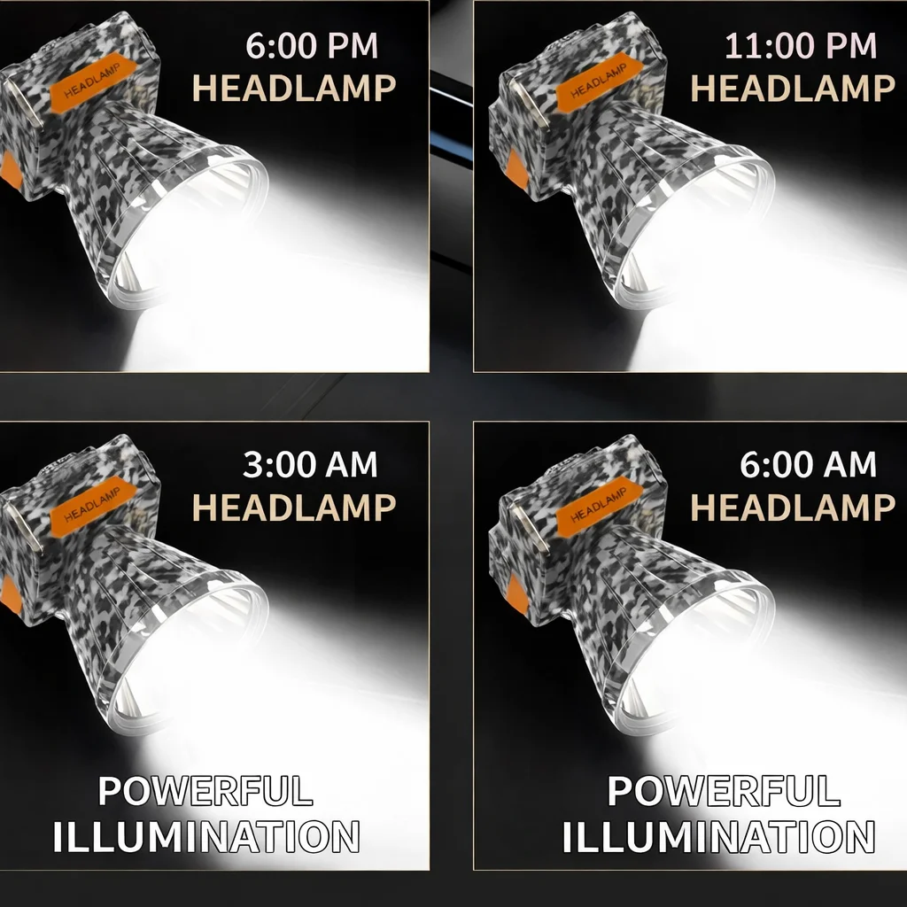 Wiederaufladbare Helle Stirnlampe, Superhelle LED-Kopflampe für Outdoor, Bergbau, Angeln, Notfälle mit Langlebiger Batterie