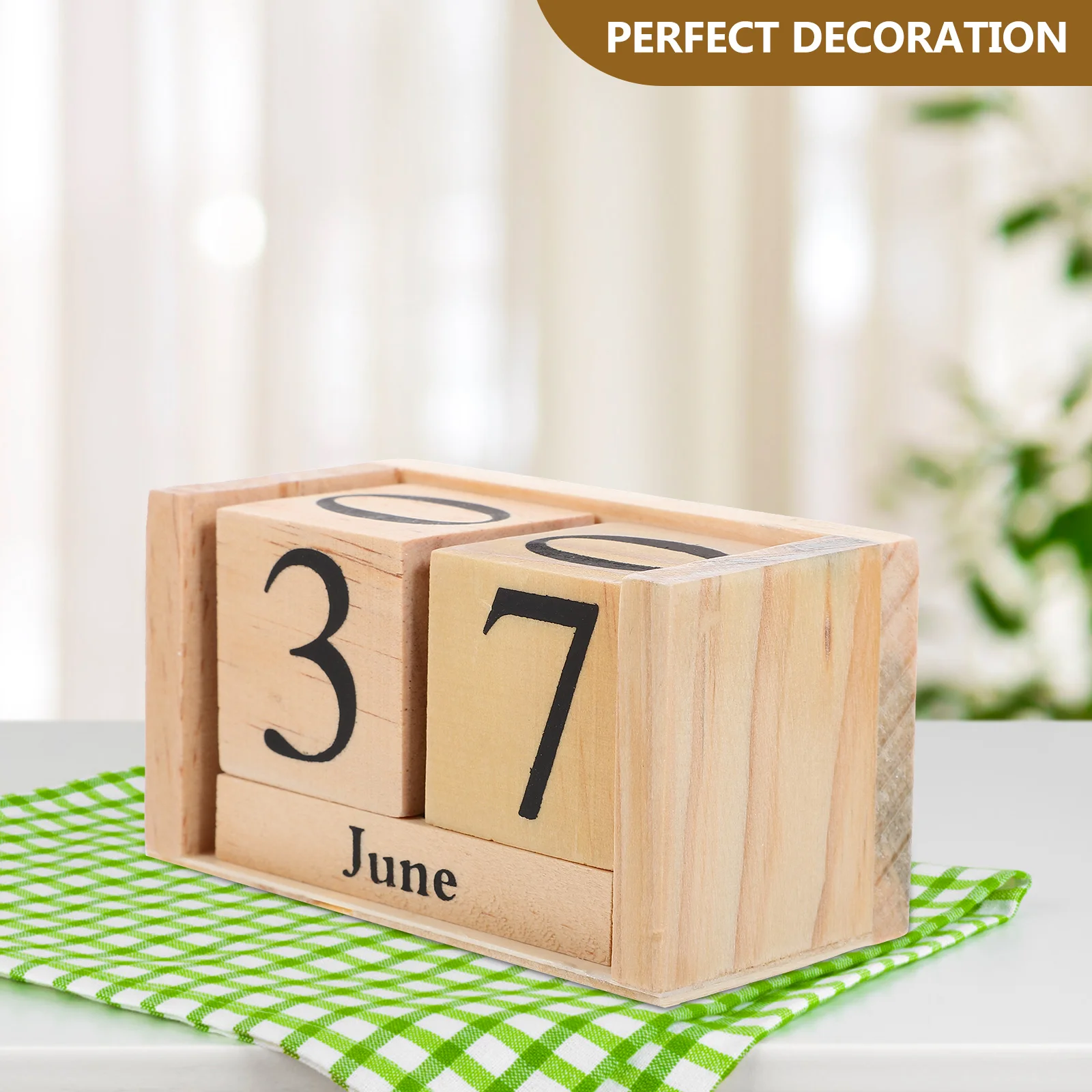 

Wooden Square Desktop Decoration Retro Perpetual Flip Calendar for Office Ornaments Block Blocks Daily Building