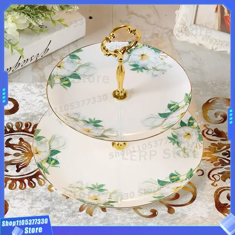 Meidao 3 Tier Bone China Cake Stand European Style Ceramic Dessert Plate Creative Afternoon Tea Rack for Dim Sum Candy Dried