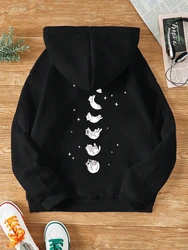 A Kitten Falling In The Starry Sky Female Sweatshirts Harajuku Fleece Hooded Fashion S-XXL Casual Hoodies Loose Oversize Tops