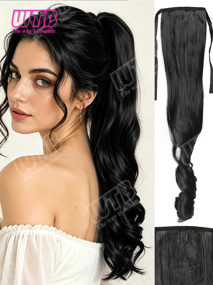 Synthetic Roman Curl Ponytail Wig Lace-up style Ponytail Curly Long Hair Wrap Around Ponytail for Women Daily Wear Party Wedding