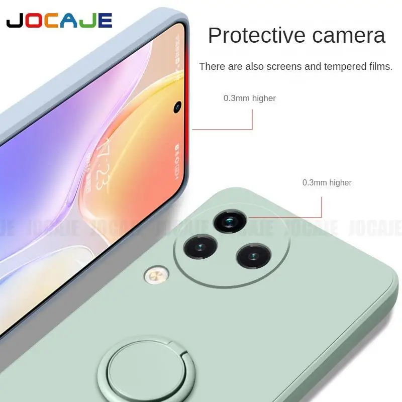 for POCO X6 Pro Liquid Silicone Ring Holder Phone Cover for POCO X5 Pro F5 M5 M5S M4 X4 F3 X3 M3 Soft Back Cover With Lanyard image 4
