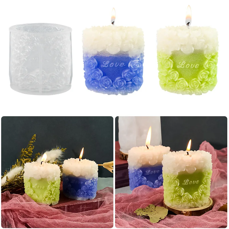 

loveLove Rose Aromatherapy Candle Silicone MolddiyGift Decoration Plaster Mold