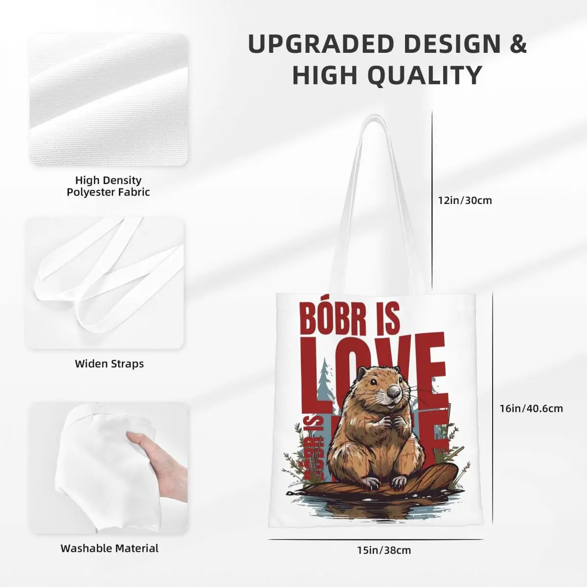 Women Men Polish Beaver Moment Bobr Is Love Bobr Is Life Tote Bags Large Capacity Bober Kurwa Grocery Bag for Shopping Handbags