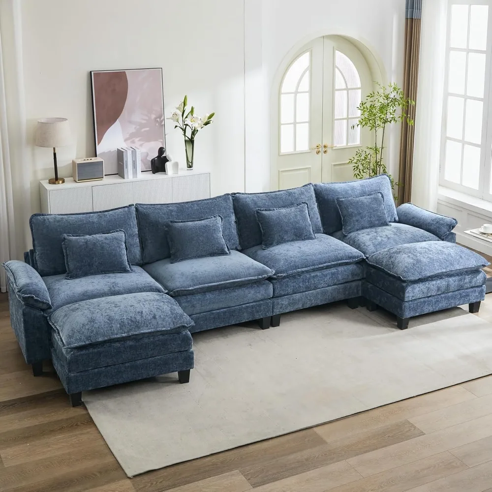 

Modular Sofa Unit, 157-inch Modern U-shaped Deep Seat Sofa with 2 Ottomans and Cushions