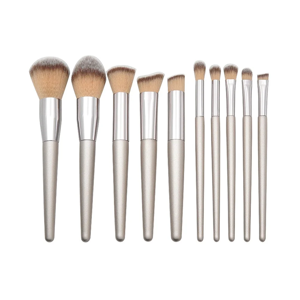 مجموعة فرش مكياج مكونة من 10 قطع، مجموعة احترافية، شعيرات رايون فائقة الكثافة لتطبيق مسحوق أحمر الخدود السائل