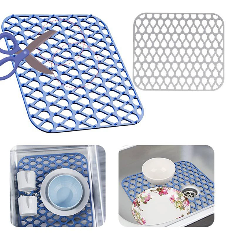 Kitchen Silicone Sink Mat Heat-resistant Anti-slip Dish Draining Pad Multifunctional Home Placemat Insulation Pad